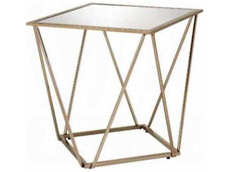 Acme Furniture Square Mirrored Champagne Gold End Table