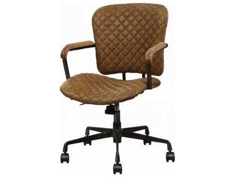 Acme Furniture Brown Leather Adjustable Swivel Task Office Chair