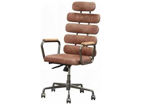 Acme Furniture Calan Brown Leather Adjustable Swivel Computer Office Chair