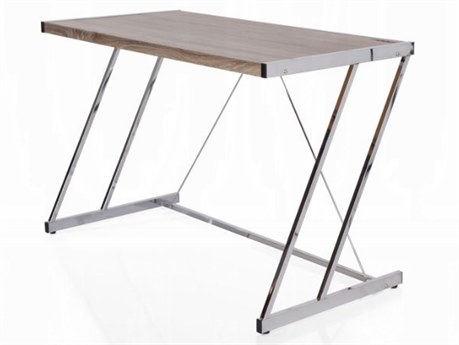 Acme Furniture Weathered Oak Chrome Brown Writing Desk