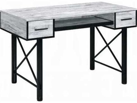 Acme Furniture Settea Antique White Black Gray Computer Desk