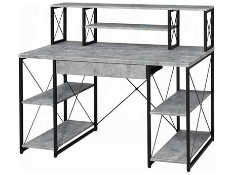 Acme Furniture Amiel Faux Concrete Black Gray Writing Desk