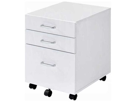 Acme Furniture Tennos White Chrome File Cabinet