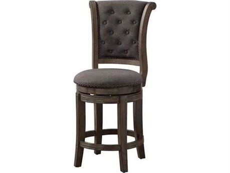 Acme Furniture Glison Charcoal Fabric Walnut Upholstered Swivel Rubberwood Counter Stool