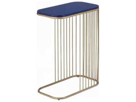Acme Furniture Rectangular Wood Blue Gold End Table