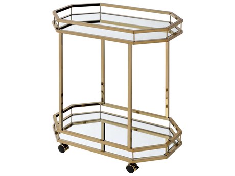 Acme Furniture Glass Champagne Mirror Bar Cart