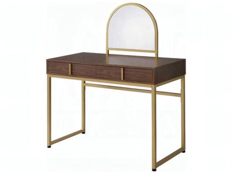 Acme Furniture Coleen Walnut Gold Vanity Table