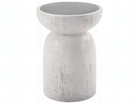 Acme Furniture Round Faux Cement Natural Gray End Table