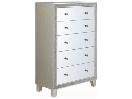 Acme Furniture Sliverfluff Mirrored Champagne Poplar Wood Accent Chest