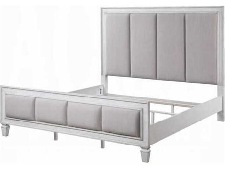 Acme Furniture Katia Gray Poplar Wood Upholstered Queen Panel Bed