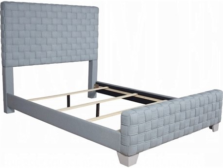 Acme Furniture Saree Light Teal Chenille Gray Blue Poplar Wood Upholstered King Platform Bed