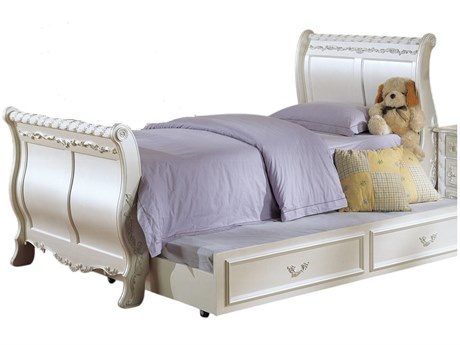 Acme Furniture Pearl White Solid Wood Twin Sleigh Bed