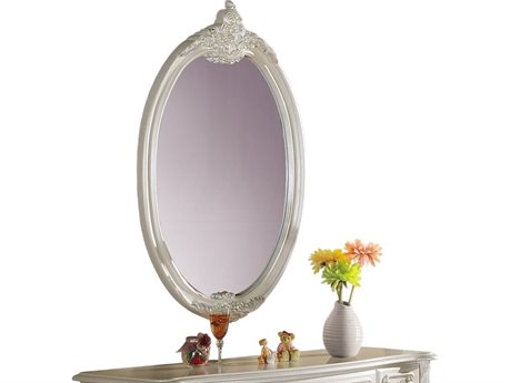 Acme Furniture Pearl White Oval Wall Mirror