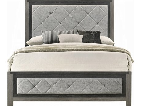 Acme Furniture Jehoram Gray Linen Poplar Wood Upholstered Queen Panel Bed