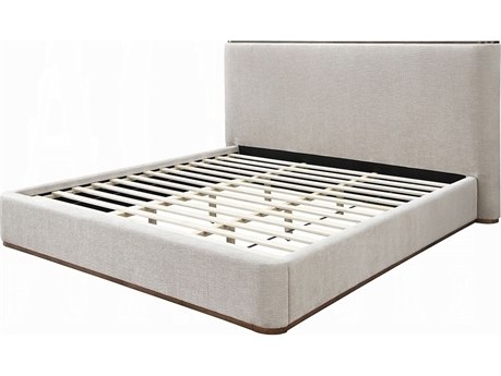 Acme Furniture Orane Gray Linen Rubberwood Upholstered King Platform Bed