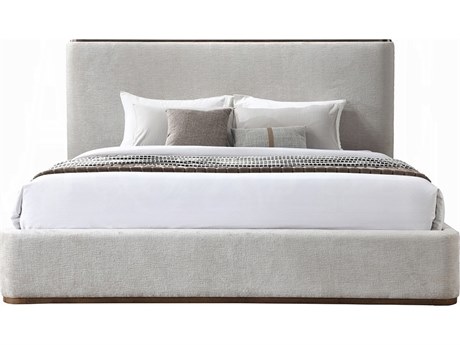 Acme Furniture Orane Gray Linen Rubberwood Upholstered Queen Platform Bed