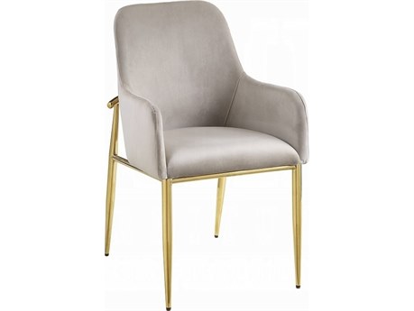 Acme Furniture Plywood Gray Velvet Upholstered Arm Dining Chair Set of 2