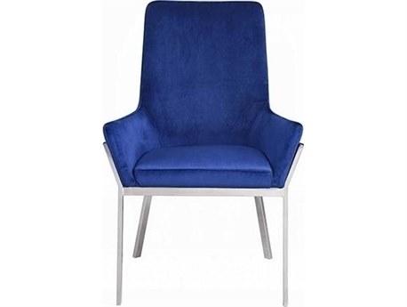 Acme Furniture Plywood Blue Velvet Upholstered Arm Dining Chair Set of 2