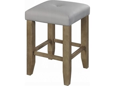 Acme Furniture Charnell Gary Synthetic Leather Oak Faux Plywood Counter Stool