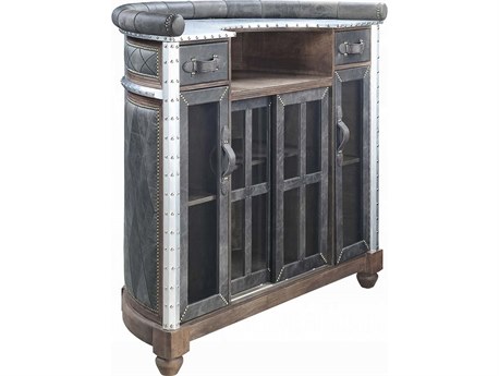 Acme Furniture Antique Ebony Leather Bar Table