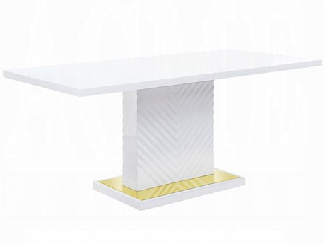 Acme Furniture Gaines Rectangular Wood White High Gloss Dining Table