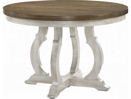Acme Furniture Cillin Round Wood Walnut Antique White Dining Table