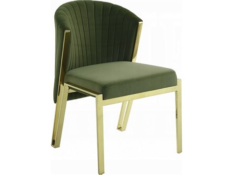 Acme Furniture Fallon Green Velvet Upholstered Armless Dining Chair Set of 2