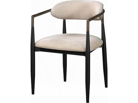 Acme Furniture Jaramillo Solid Wood Beige Upholstered Arm Dining Chair Set of 2