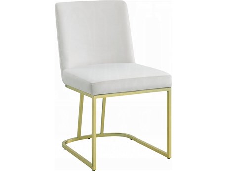 Acme Furniture Plywood White Velvet Upholstered Armless Dining Chair Set of 2
