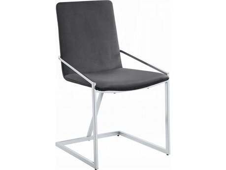 Acme Furniture Plywood Gray Velvet Upholstered Armless Dining Chair Set of 2