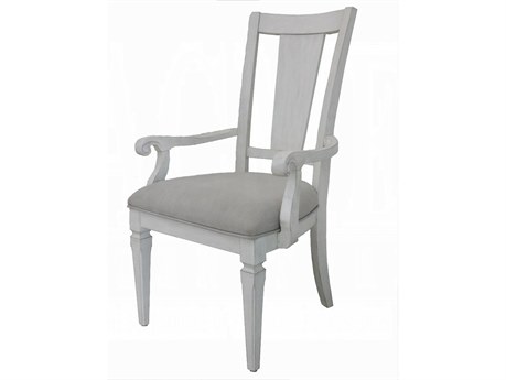 Acme Furniture Katia Rubberwood White Upholstered Arm Dining Chair Set of 2