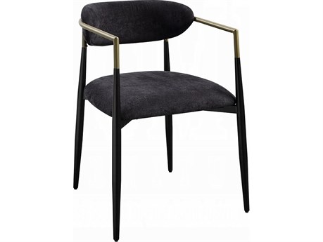 Acme Furniture Jaramillo Solid Wood Black Upholstered Arm Dining Chair Set of 2