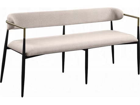 Acme Furniture Jaramillo Beige Linen Black Upholstered Accent Bench
