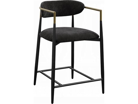 Acme Furniture Jaramillo Black Chenille Upholstered Counter Stool