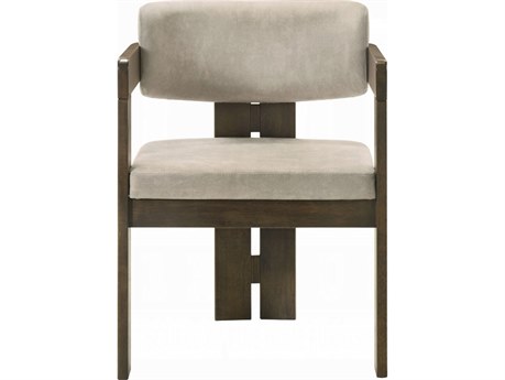 Acme Furniture Destin Walnut Wood Brown Upholstered Arm Dining Chair