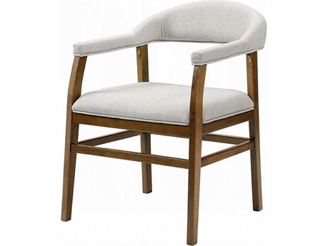 Acme Furniture Rubberwood Brown Upholstered Arm Dining Chair Set of 2