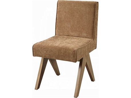 Acme Furniture Zoey Oak Wood Brown Upholstered Armless Dining Chair Set of 2