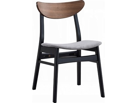 Acme Furniture Rebi Rubberwood Black Upholstered Armless Dining Chair Set of 2