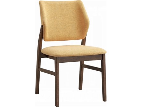 Acme Furniture Sarha Rubberwood Yellow Upholstered Armless Dining Chair Set of 2