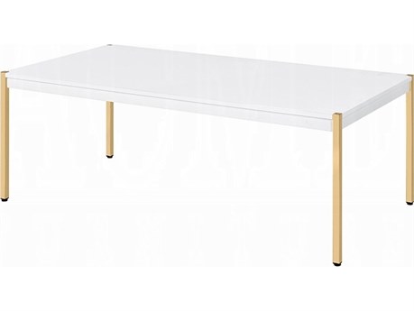 Acme Furniture Otrac Rectangular Wood White Gold Coffee Table