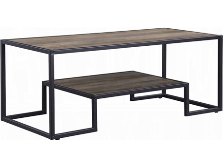 Acme Furniture Idella Rectangular Wood Rustic Oak Black Coffee Table