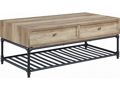 Acme Furniture Brantley Rectangular Wood Oak Sandy Black Coffee Table