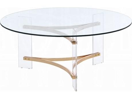Acme Furniture Sosi Round Glass Gold Coffee Table