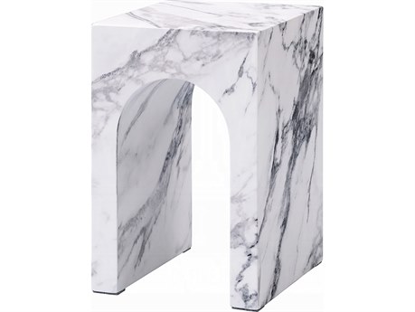 Acme Furniture Fritzy Square Faux Stone Engineered End Table