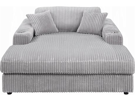 Acme Furniture Hilde Lighr Gray Corduroy Upholstered Chaise