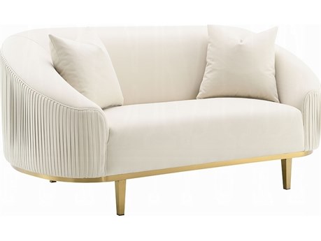 Acme Furniture Martina Ivory Velvet White Upholstered Loveseat