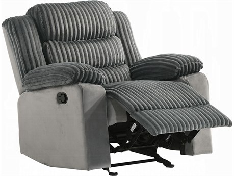 Acme Furniture Lesley Gray Corduroy Velvet Upholstered Recliner