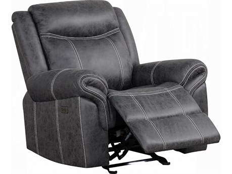 Acme Furniture Zubaida Dark Gray Polish Microfiber Upholstered Recliner