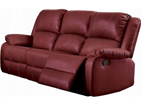 Acme Furniture Zuriel Red Synthetic Leather Faux Sofa