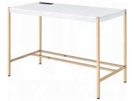 Acme Furniture Midriaks White Gold Writing Desk